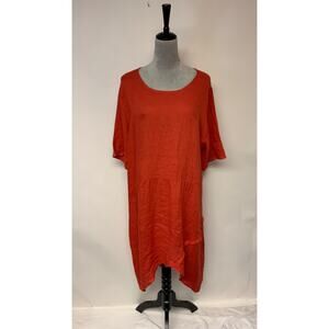 Klasiks linen red dress SZ XL lagenlook relaxed fit Made in Italy minimalist